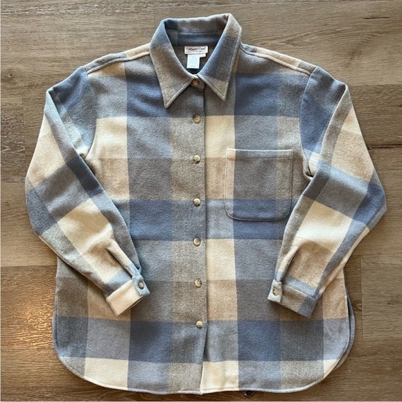 Coldwater Creek Wool Flannel Oversize Shacket Women's Medium Winter Layer Snowy - Picture 6 of 7